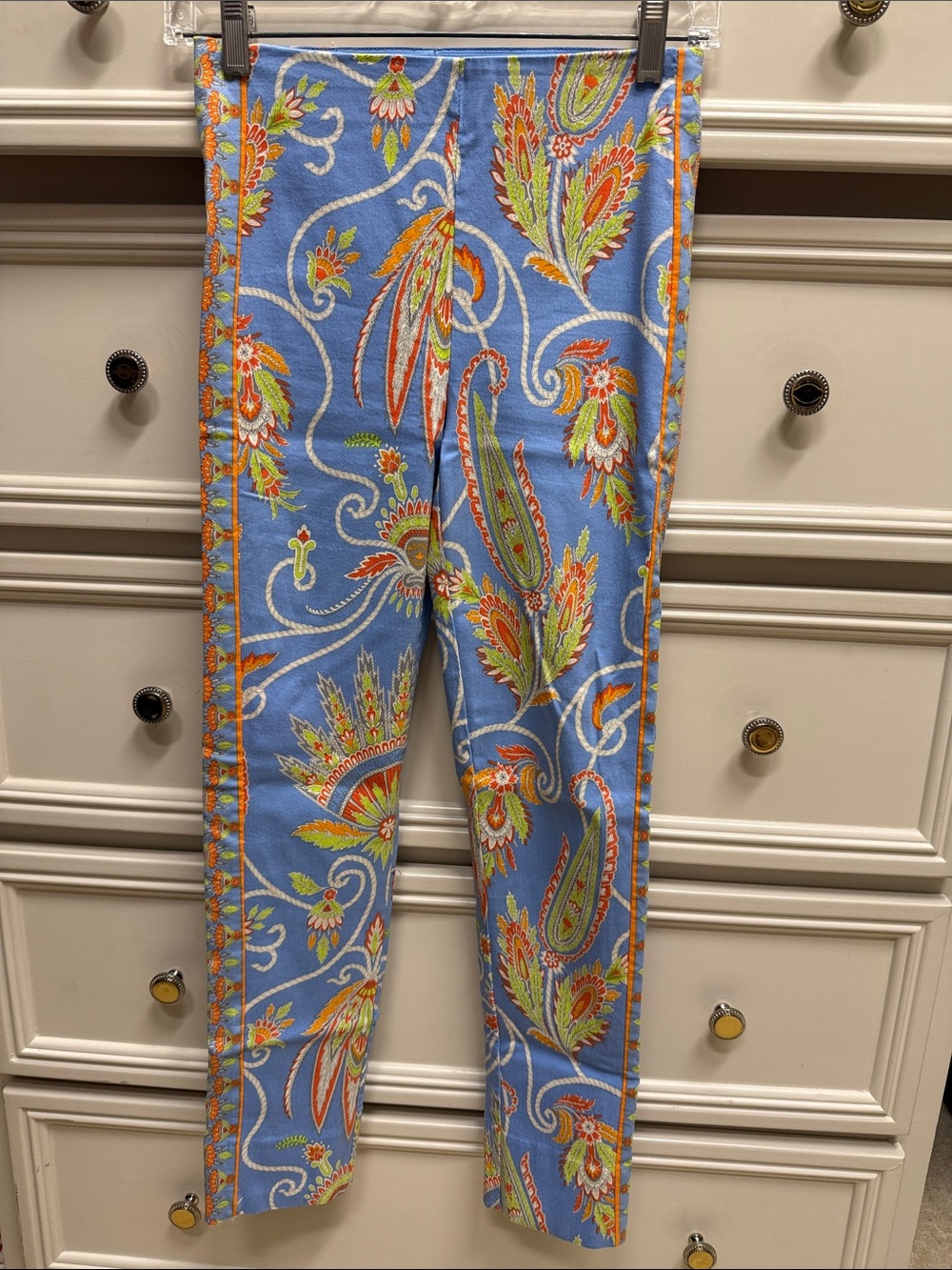 Truth Blue Paisley Printed Pants with Orange & Green Accents